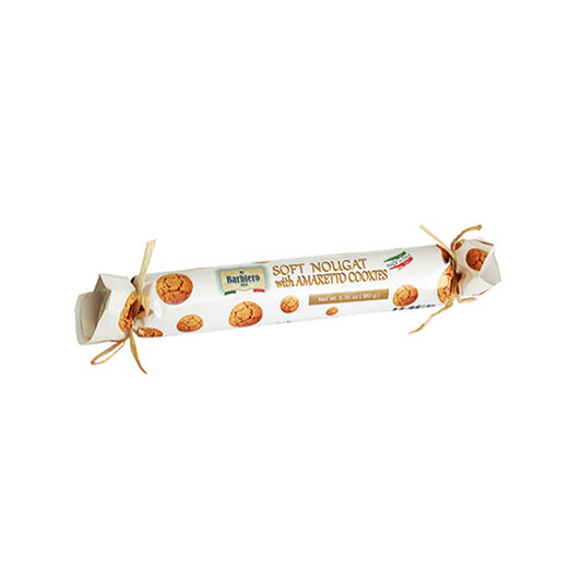 Italian Soft Nougat with Amaretto Cookies, Hand Wrapped by Barbiero, 6.35 oz (180 g)